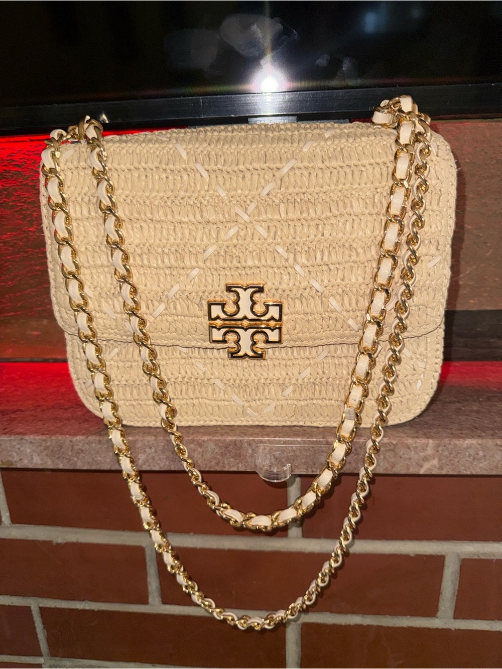 Tory Burch Britten Raffia Crochet Small Adjustable Shoulder Bag - Picture 8 of 9